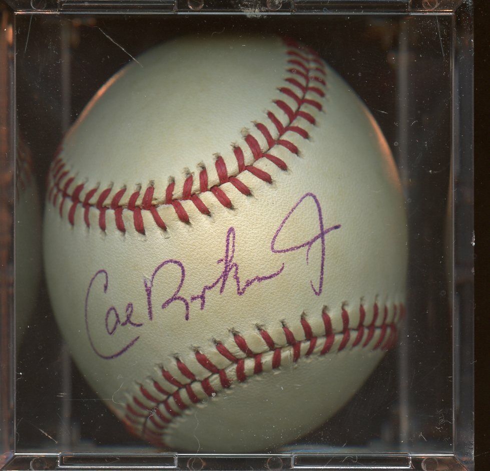 Cal Ripken Jr. Single Signed OAL Brown Baseball Hologram