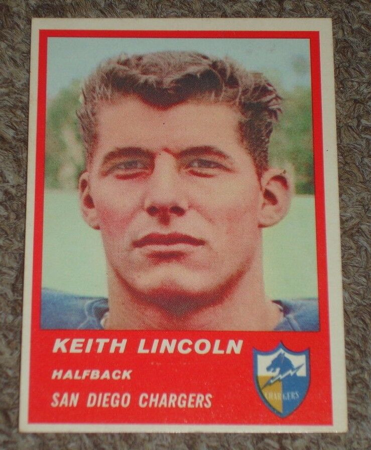 1963 Fleer Keith Lincoln Football Card-#70-San Diego Chargers-EM/NM