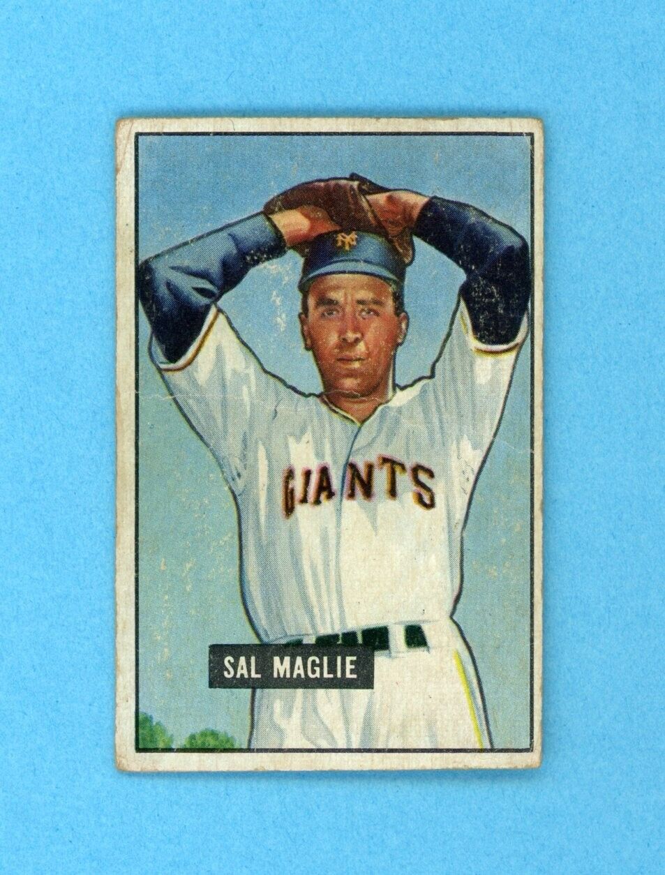 1951 Bowman #127 Sal Maglie New York Giants Rookie Baseball Card Low Grade