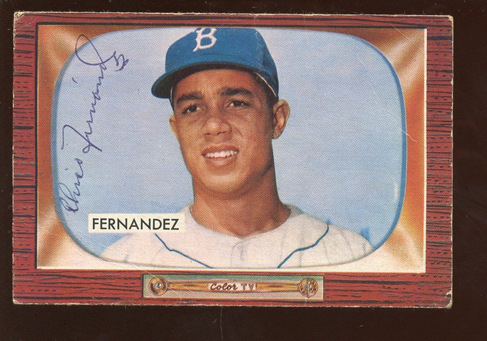 1955 Bowman Card #270 Chico Fernandez World Champion Brooklyn Dodgers Autograph