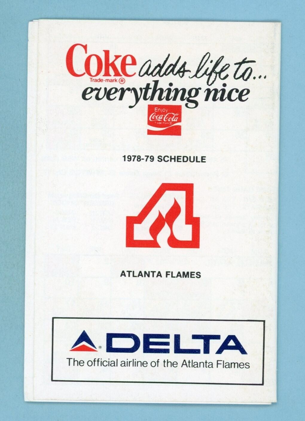 1978-79 Atlanta Flames & Atlanta Hawks Pocket Schedule