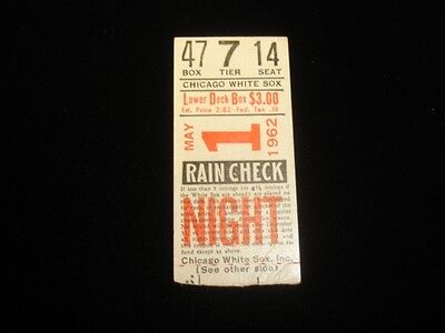 May 1, 1962 New York Yankees @ Chicago White Sox Ticket Stub EX