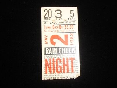 May 2, 1962 New York Yankees @ Chicago White Sox Ticket Stub EX