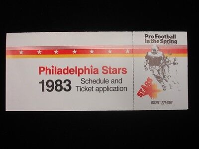 1983 USFL Pan Am Philadelphia Stars Schedule & Ticket Application