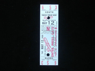 May 12, 1959 Los Angeles Dodgers Full Ticket - First Year in Los Angeles!