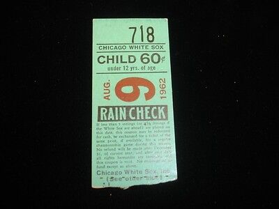 August 9, 1962 Los Angeles Angels @ Chicago White Sox Child Ticket Stub EX