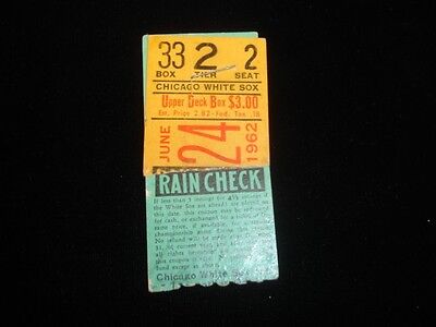 June 24, 1962 Kansas City Athletics @ Chicago White Sox Ticket Stub EX