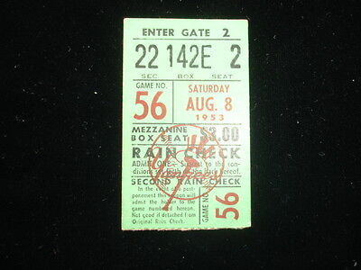 August 8, 1953 Yankees Game Ticket Stub 