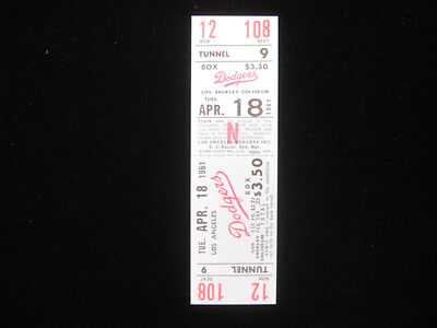 April 18, 1961 Los Angeles Dodgers Full Ticket